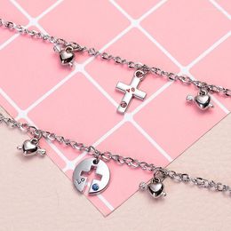 Link Chain 2022 Arrived Modern Fashion Trendy Rhinestone Cross Pendant Bracelet Hollow Christ Jesus Jewellery Gift For Men Women