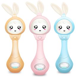 Baby Rabbit Rattle Music Teether Toy for Child Education Mobile Cot Kid Bed Bell born Stroller Crib Infant Pacifier Weep 220531