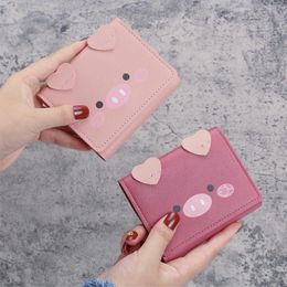 Wallets Women Wallet Cute Pig Short Clutch PU Leather Small Purse Girls Money Bag Card Holder Ladies Female HaspWallets