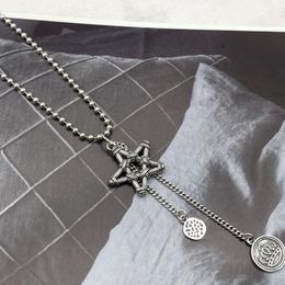 Pendant Necklaces Sterling Silver Six-pointed Star Long Sweater Chain Fashion Clavicle Net Celebrity Niche Design WildPendant