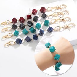 Women Square Beads Charms Resin Bracelet Fashion Geometric Link Chain Bracelets Bangle For Women Bohemian Wedding Jewelry Gifts