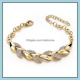 Charm Bracelets Jewellery Golden Link Minimalist Round Pearl Grain Leaves Bracelet For Women Girl Gift Wedding Accessories Chain Drop Delivery
