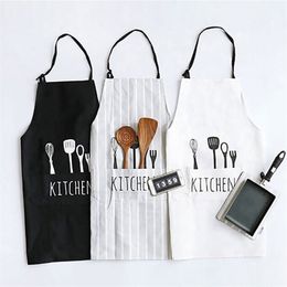 Adjustable Print Pattern Apron Chef Waiter Kitchen Cook Apron With Pockets Polyester Water Proof Kitchen Tools For Man Woman 201007