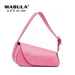 HBP Shopping Bag Mabula Luxury Pink Women Top Handle Purse Simple Design Brand Leather Forearm Flap Shoulder Bag Fashion Tote Handbag 220723