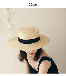 Wide Brim Hats 5cm 7cm 10cm Natural Straw Hat Fashion Summer Boater Women Chapeau Female Sun Panama Beach Fedora CapWide