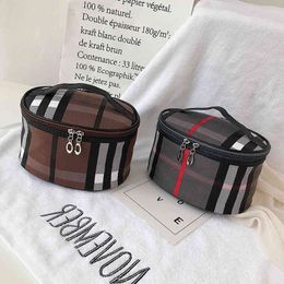 2024 Makeup Bag Classic Lattice Square Travel Waterproof Portable Cosmetic High Capacity Jacquard Zipper Toiletry Beauty Storage Bag