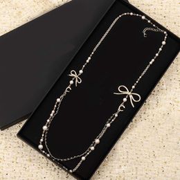 2022 Top quality Charm long chain sweater pendant necklace with butterfly shape design and diamond for women wedding Jewellery gift have box stamp PS7959