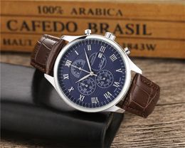 2022 High Quality Luxury Mens Watches All Six-needle Working Series with Calendar Function Quartz Watch Top Brand Wristwatches Round Leather Belt Fashion Gift