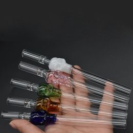 Wholesale Colourful Glass One Hitter Tobacco Pipe 14cm Thick Skull Cigarette Philtre smoking pipe