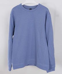 Franska Terry Men's Loose Tops Round Neck Sweater Pullover Långärmad Sport Fritid Mode Running Fitness Shirt Tees