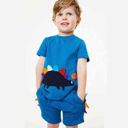 Baby Boys Casual Clothing Set 2022 Summer New Children Short-Sleeved T-shirt and Short Pants Suit Cotton Kids Cartoon, #6865 G220509