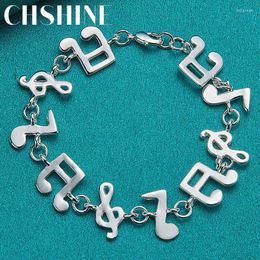 Link Chain 925 Sterling Silver Music Symbol Bracelet For Women Fashion Wedding Engagement Party Charm JewelryLink Lars22