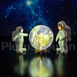 Drop 3D Printing Earth Lamp Rechargable Planet Night Light For Bedroom decoration As Galaxy Lamp Childrens Gift 201028