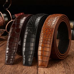 Belts First Layer Crocodile Pattern Genuine Leather 3.5cm Men's Belt Body For High Quality No Buckle Strap CeintureBelts BeltsBelts