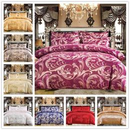 11 Colour Luxurious Satin Jacquard Bedding Set Duvet Cover Sets 2/3/4pcs Quilt Bed Sheet 1/2 Pillowcases Twin Queen King