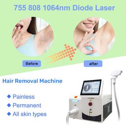 Diode Laser Hair Removal Painless Face Body Laser Machine Portable Hairremoval Beauty Equipment 755 808 1064nm 3 Wavelength Skin Rejuvenation Permanent Device