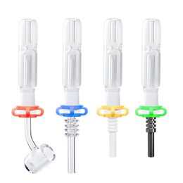 NC007 Hookah Glass Pipes 10mm 14mm 19mm Smoking Pipe Quartz Ceramic Nail Tip In-Line Water Perc Bubbler Bong Smooth Airflow