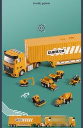 Il veicolo di ingegneria della lega all'ingrosso mette i giocattoli Inertia Cars Large Container Truck Bambini Escavatore Larges Truck Boy