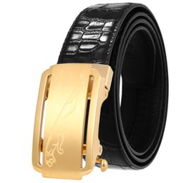 Belts High-Grade Crocodil Men's Leather Embossing Automatic Checkoff Full-Grain Business Waistband Belt Luxury DesignerBelts