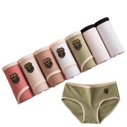 7Pcs/Set Cotton Underwear For Woman Sexy Panties Underpants Women's Briefs Girls Lingeries Solid Color Panty Plus Size Intimates 220425