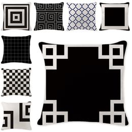 Pillow Case Simple Black and White Geometric Cushion Cover Decorative s Vintage Home Decor Pillow For Sofa Accessories 220623