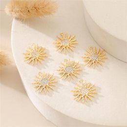 Charms Creative Real Gold Plated Brass Crystal Sunflower Star For Diy Earrings Necklace Pendant Jewellery Making AccessoriesCharms