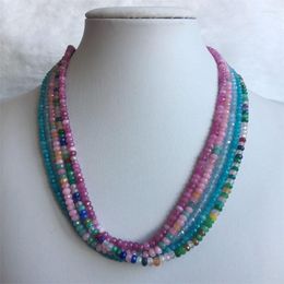 Chains Natural Stone Jade Multicolor Ruby Clear Roundel Faceted Necklace 3 4mm 40 5CM Chocker Wholesale Beads Nature Blue RabinbowChains God