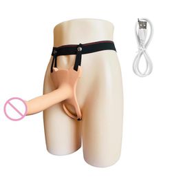Strap On Penetration Dildo With Harness Kit sexy Toys for Men Wireless Rechargeable Silicone Vibrator Hollow Penis Extender