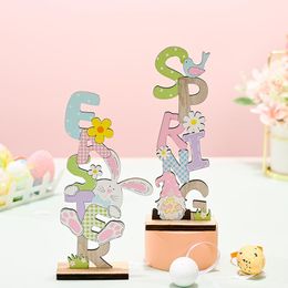 Party Decoration Creative Easter Decorations Wielkanoc Wooden Ornaments Happy Spring Letter Placement Supplies