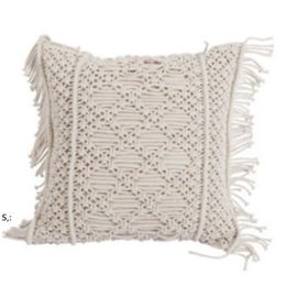 45x45cm Hand woven rope pillow cushion Empty pillow cover Case Pillowcase without Inside core BBE13822