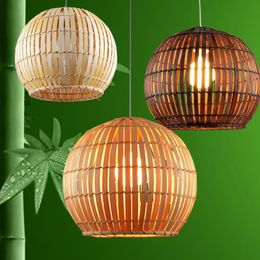 Pendant Lamps Southeast Asia Style Hand Knitting Bamboo Art Lights Classical Quaint Led Lamp For Porch&corridor&agritainment LHDD064