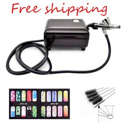 airbrush compressor kits Canada - Airbrush Set Kit Pen Body Paint Makeup Spray Gun for Paint with a brush and 2 nail temples for gift207L