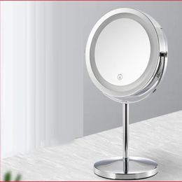 Compact Mirrors 7in/8in Led Makeup Mirror Charging HD Fill Light 5X Magnifying 360° Rotating Beauty Desktop Standing MirrorCompact