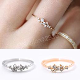 Fashion Women Finger Ring Jewelry Gold/Sliver Color Rhinestone Crystal Tail Rings 6/7/8/9/10 Size Bridal Wedding Engagement Ring