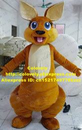 Mascot doll costume Cool Brown Kangaroo Mascot Costume Mascotte Bandicoot Roo Cosnel With Big Blue Eyes Sticking Tongue Out Adult No.2770 Fr