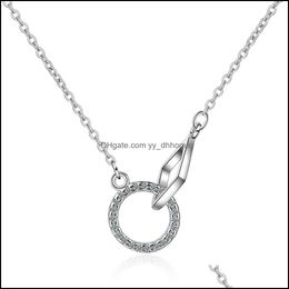 Pendant Necklaces Pendants Jewelry Women Fashion 925 Sterling Sier Necklace Chains Cubic Zirconia Geometric Korean Style Collar Gift Drop