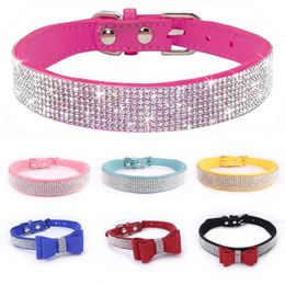 Dog Collars & Leashes PipiFren Small Dogs Cats Rhinestone Bow For Puppy Pet Accessories Chihuahua Necklace Supplies Personalised Chien Colli