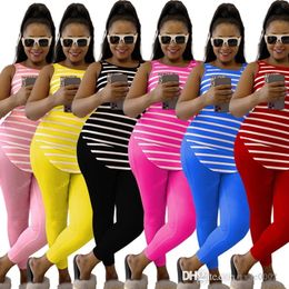 Spring Summer 3XL Womens Tracksuits Sexy Sleeveless Striped Crop Tank Top And Pants Outfits Two Piece Set Plus Size Clothing