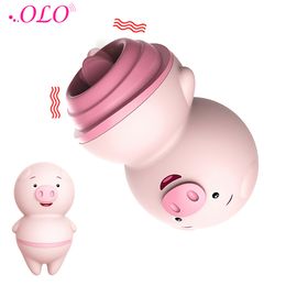 OLO 6 Modes Cute Pig Tongue Licking Vibrator Clitoris Stimulator Nipple Massager sexy Toys for Woman Female Masturbator