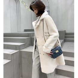 Women's Fur & Faux Real Coat Women Natural Sheep Shearling Winter Jacket For Womens Clothing 2022 Manteau Femme YY755