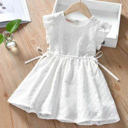 Summer Kids Party Dresses Baby Girls Princess Dress Cotton White Sleeveless Embroidery Casual Fashion Clothes G220518