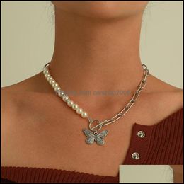 Pendant Necklaces Pendants Jewelry Western Style Retro Temperament Imitation Pearl For Women Girls Ot Button Jew Dhdpd