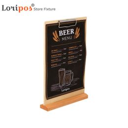 A5 Wooden Paper Clip Plate Stand Restaurant Menu Display Table Desk Top Sign Price List Paper Sheet Poster Snap Photo Clip