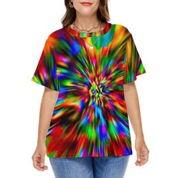 Women's Plus Size T-Shirt Rainbow T-Shirts Tie-Dye Print Cute Short Sleeve Vintage Tee Shirt 7XL 8XL Beach Graphic ClothingWomen's WomenWome