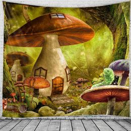 Fantasy Mushroom Decoration Carpet Gypsy Witchcraft Wall Mandala J220804