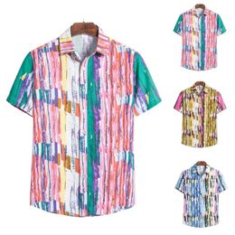 Men's T-Shirts Mens Cotton Linen Short Sleeve Casual Printed Hawaiian Shirt Blouse T-shirt Shirts Long PackMen's