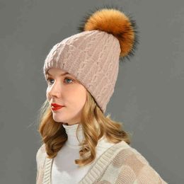 Women Winter Hood Soft Thick Double Layer Cashmere Knitted Skullies Hats Fashion Outdoor Sport Cap J220722