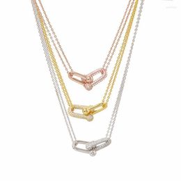 Chains Style 3 Gold Colours Micro Settings Top CZ Stone Slub Chain Charms Necklace For WomenChains ChainsChains Godl22