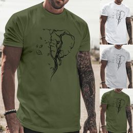 Herren-T-Shirts Shirt BH Mann männlicher Sommer Casual Elephant Print T Bluse Runde Hals Kurzarm Tops Running Men Shirtmen's's