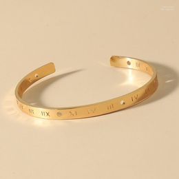 Fashion Opening Alloy Bracele Jewellery Gift 2022 Gold Bangles Roman Numerals Women Men Bangle Inte22